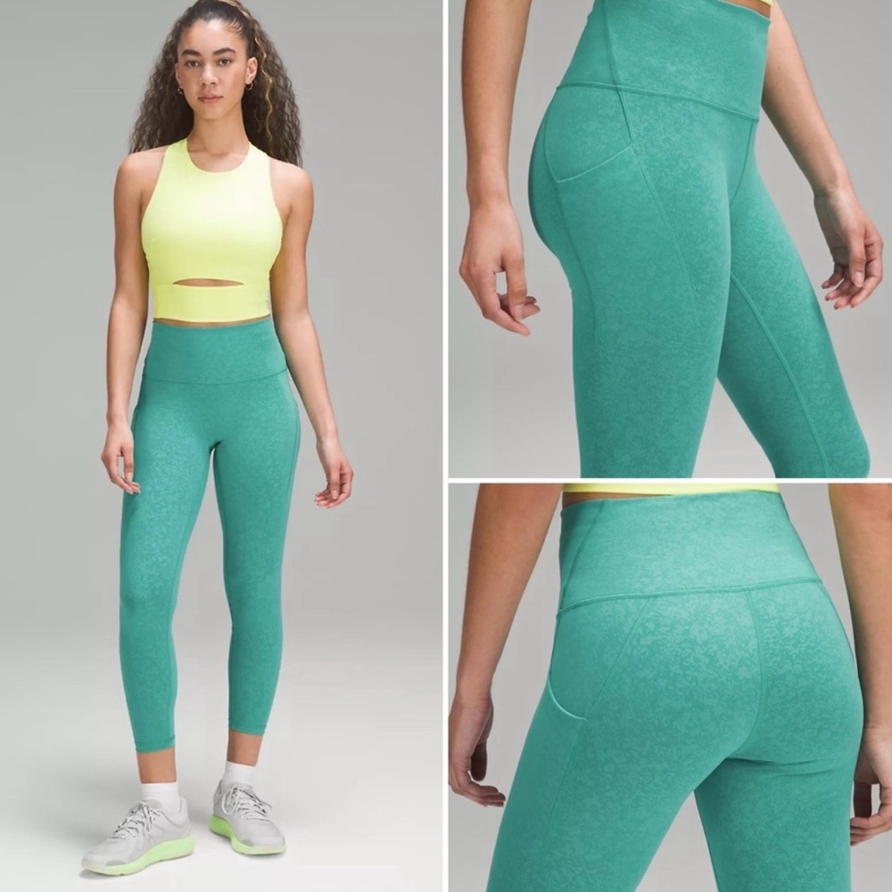 Lululemon Wunder Train High-Rise Tight w Pockets 25" Blaze Maldives Green Size 6